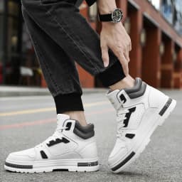 New Height Increasing 6/8CM Men's Leather Boots Breathable Casual Shoes Athletic Jogging Gym Shoes Fashion Leather Sports Shoes