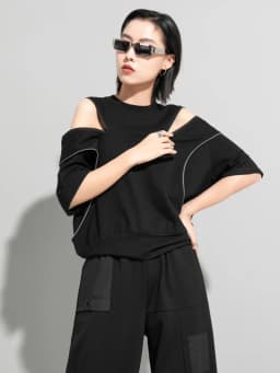 Amax luluE European 2025 Fashion Streetwear Women Sexy Off Shoulder Black Tees Casual Short Sleeve Tshirts Female Oversized Tops