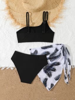 Girls Bikini Swimsuit 2026 New Solid Sling Bikinis Set Children Swimwear High Waist Three Piece Beach Bathing Suit Kids Swimming