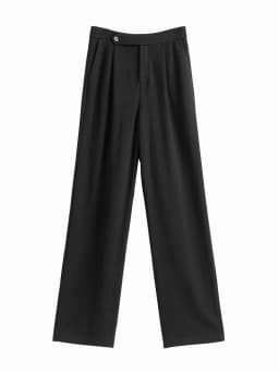 FSLE Women Straight Loose Pants Fall winter Drape High-waisted Wide-leg Pants Women Black Thin All-match Casual Trousers
