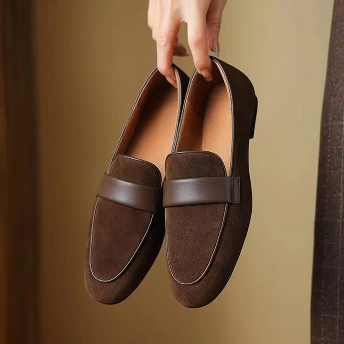 Krazing Pot 2026 Sheep Suede Concise Simple Round Toe Slip On Women Spring Modern Fashion European Designer Autumn Ballet Flats