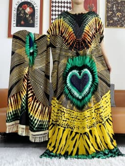 2024 Summer Party Dress Short Sleeve With Big Scarf Printing Floral Loose Boubou Maxi Islam Women African Abaya Clothing