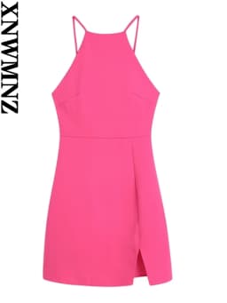 XNWMNZ women's summer solid color short dress strap adjust sleeveless 2022 fashion lady elegant dresses woman backless dress