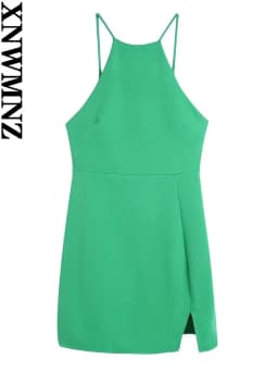 XNWMNZ women's summer solid color short dress strap adjust sleeveless 2022 fashion lady elegant dresses woman backless dress