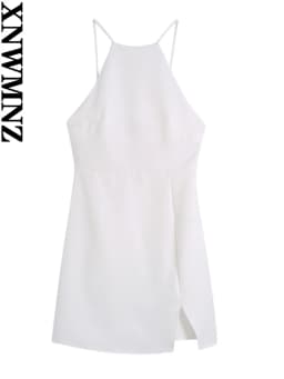 XNWMNZ women's summer solid color short dress strap adjust sleeveless 2022 fashion lady elegant dresses woman backless dress