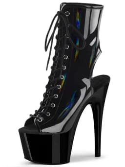 Exotic Laser 6Inches Platform Boots Pole Dance Strip Lace Up Gothic Nightclub Fashion Thin Peep Toe Womens Gladiator Crossdress