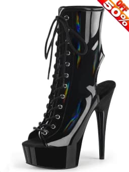 Exotic Laser 6Inches Platform Boots Pole Dance Strip Lace Up Gothic Nightclub Fashion Thin Peep Toe Womens Gladiator Crossdress