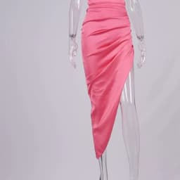 NewAsia Satin Dress Spaghetti Strap Tie up Cowl Neck Backless Split Slim Fit Asymmetrical Maxi Dress Sexy Dresses for Women 2021