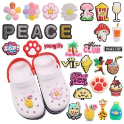 1Pcs Letter Peace Popcorn Conch Flowers PVC Kids Shoe Charms Taco Hawaii Slippers Shoes Decoration DIYcute Holiday Gift