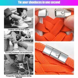 No Tie Shoelaces Flat Elastic Shoe Laces for Sneakers Press Buckle Lock Metal Switch Logo Shoelace for Kids Adults Quick Easy