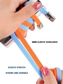 No Tie Shoelaces Flat Elastic Shoe Laces for Sneakers Press Buckle Lock Metal Switch Logo Shoelace for Kids Adults Quick Easy