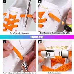 No Tie Shoelaces Flat Elastic Shoe Laces for Sneakers Press Buckle Lock Metal Switch Logo Shoelace for Kids Adults Quick Easy