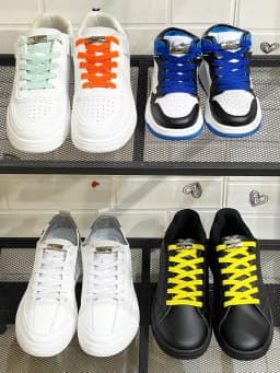 No Tie Shoelaces Flat Elastic Shoe Laces for Sneakers Press Buckle Lock Metal Switch Logo Shoelace for Kids Adults Quick Easy