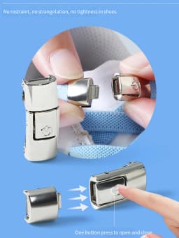 No Tie Shoelaces Flat Elastic Shoe Laces for Sneakers Press Buckle Lock Metal Switch Logo Shoelace for Kids Adults Quick Easy