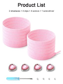 Colorful Heart Diamond Flat Shoelaces for Sneakers Love Rhinestone Elastic Shoe Laces No Tie Shoelace Cute Sports Leisure Buckle