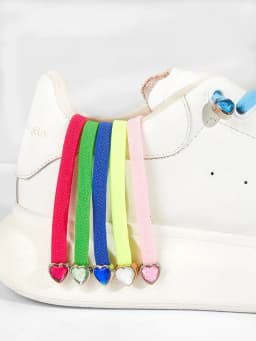 Colorful Heart Diamond Flat Shoelaces for Sneakers Love Rhinestone Elastic Shoe Laces No Tie Shoelace Cute Sports Leisure Buckle