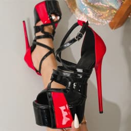 Sexy Peep Toe 16.5CM Extreme High Heels Women's Sandals Party Wedding Banquet Stiletto Shoes Fashion Buckle Strap Platform Pumps