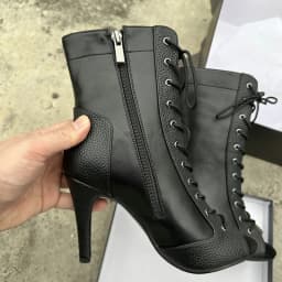 Women's 10CM Jazz Dance Heels Zipper Open-Toe Lace-Up Fashion Black Summer Sandals Sexy High Heel Indoor Dancing Shoes for Girls