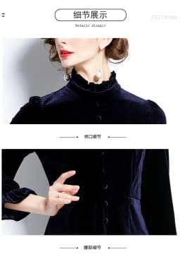 Autumn Winter Women Velvet Long Dress O-Link Collar Navy Blue Sequined Stars Ribbon Dress Flare Sleeve Elegant Party Midi Dress