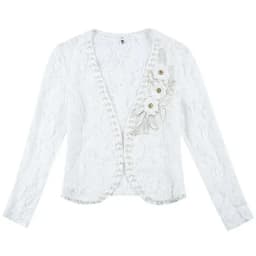 2023 Women's Lace Top Sun Protection Short Jacket Spring Summer Lace Cardigan Thin Bead Embroidered Flowers Diamond Small Shawl