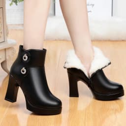 DIMANYU Women Winter Boots 2026 New High Heel Ankle Boots Women Warm Wool Platform Women's Fashion Normal Boots Shoes