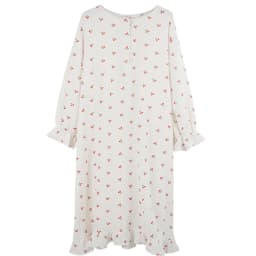 100% Cotton Woman Dress Cute Cherry Print Long Sleeve Button Up Korean Maxi Dresses Comfortable Homewear Vestido De Mujer