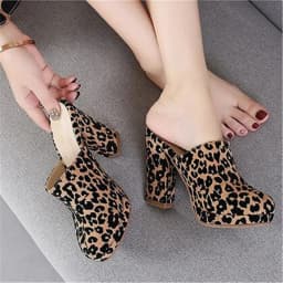 European American Style High-Heel Baotou Semi Slippers Women's 2024 New Waterproof Platform Shoes Ladies Wear Fashion Thick Heel