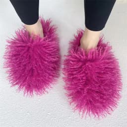 Pantuflas De Peluches Slip On Zapatillas Fluffy Plush Fuzzy Faux Mongolian Fur Slippers Goat Hair Fur Slides Slippers For Women