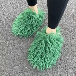 Pantuflas De Peluches Slip On Zapatillas Fluffy Plush Fuzzy Faux Mongolian Fur Slippers Goat Hair Fur Slides Slippers For Women