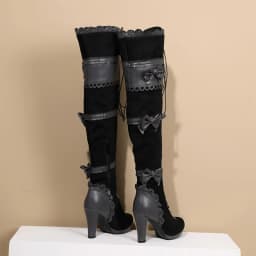 Flock Stitching PU Super Thick Heel Cute Bow Women's Over-The-Knee Boots Side Zipper Cross Lace Plush Inner Winter Warm Boots