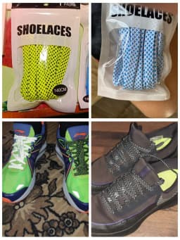 1Pair Flat Twocolor Shoelaces for Sneakers Polyester Checkered Double Layer Hollow Laces for Shoes Sports Tennis Shoelace