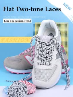 1Pair Flat Twocolor Shoelaces for Sneakers Polyester Checkered Double Layer Hollow Laces for Shoes Sports Tennis Shoelace