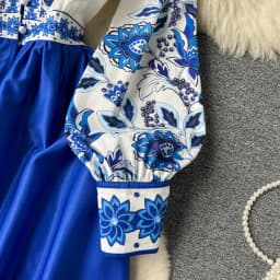 Women's Dress Palace Retro Printing Spring Autumn Winter Long Sleeve Elegant Dresses Single Breasted A-Line Shirts Vestidos Robe