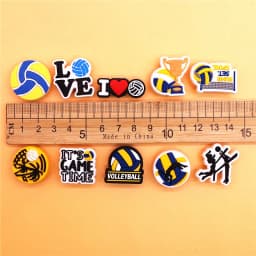 1pcs Love Volleyball Style PVC Shoe Charms Decorations Block Spiking Smash Shoe Accessories Game Time Clog Pins Buckle U520