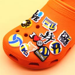 1pcs Love Volleyball Style PVC Shoe Charms Decorations Block Spiking Smash Shoe Accessories Game Time Clog Pins Buckle U520