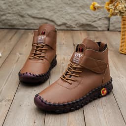 Orthopedic Shoes Soft Leather Flats Women's Driving Loafers Fur Moccasins Woman Cushion Sneaker Mom Red Plush Shoes Big Size 42