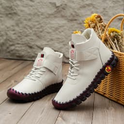 Orthopedic Shoes Soft Leather Flats Women's Driving Loafers Fur Moccasins Woman Cushion Sneaker Mom Red Plush Shoes Big Size 42