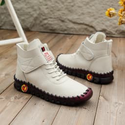 Orthopedic Shoes Soft Leather Flats Women's Driving Loafers Fur Moccasins Woman Cushion Sneaker Mom Red Plush Shoes Big Size 42