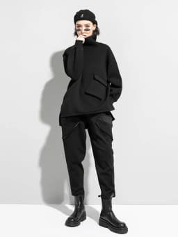 AmaxluluE 2025 Winter Korean Fashion Womens Trueleneck Clothes Ladies Punk Black Loose Hoodies Vintage Luxury Warm Sweatshirts