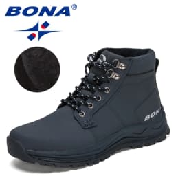 BONA New Designers Fashion Retro Ankle Action Leather Boots Men High-Top Winter Boots Outdoor Plush Desert Boots Mansculino