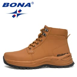BONA New Designers Fashion Retro Ankle Action Leather Boots Men High-Top Winter Boots Outdoor Plush Desert Boots Mansculino