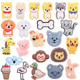 33 Kinds 1Pcs Animals Dog Rabbit Cat Giraffe PVC Garden Shoe Charms Shoes Decorations Clog DIY Wristband Kids Gift
