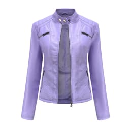 Spring New Casual Women Leather Jacket Stand Collar Slim Fit Short PU Leather Coat Solid Classic Female Outerwear