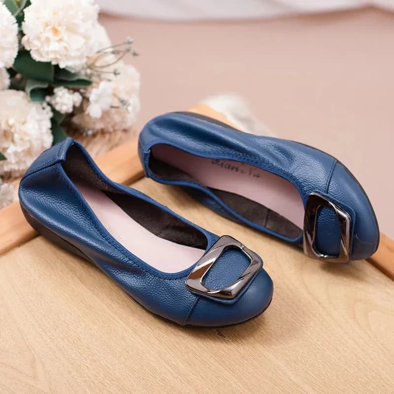 Genuine Leather Women's Flats Slip-On Loafers Moccasins Ballet Style Female Shoes Comfortable Sli-on Shoes Plus Size 41 42