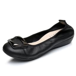 Genuine Leather Women's Flats Slip-On Loafers Moccasins Ballet Style Female Shoes Comfortable Sli-on Shoes Plus Size 41 42