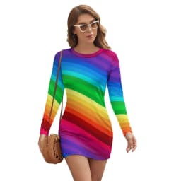 Vintage Striped Print Dress Long Sleeve Black White Vertical Stripes Night Club Dresses Autumn Lady Street Fashion Bodycon Dress