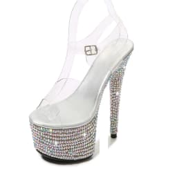 Summer Stilettos Steel Pipe Dance Shoes Women's 13cm 15cm 17cm 20cm Thin Heels Sexy Sandals Rhinestone Platforms Wedding Pumps