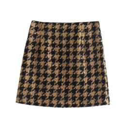 xikom 2021 Tweed Summer Women Two-piece Set Vintage Plaid long Sleeve short Blazer coat Female Slim High Waist Skirt Suits