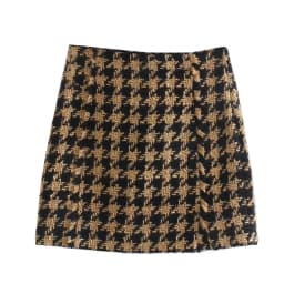 xikom 2021 Tweed Summer Women Two-piece Set Vintage Plaid long Sleeve short Blazer coat Female Slim High Waist Skirt Suits