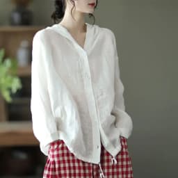 Jacket Spring and Summer Women's Clothing Cotton and Linen Hooded Coat Sun Shirt Linen Cardigan Thin Retro Korean Autumn Cloths